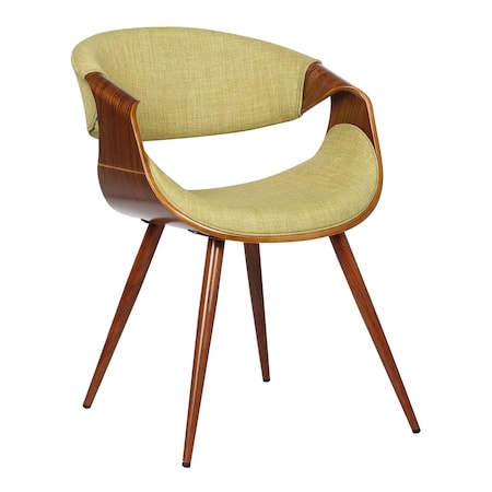 Armen Living Butterfly Mid-Century Dining Chair in Walnut Finish and Green Fabric LCBUCHWAGR